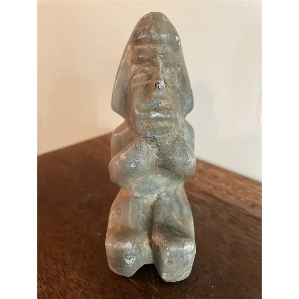 Pre- Colombian Stone Carved Aztec Mayan Warrior, Sculpture